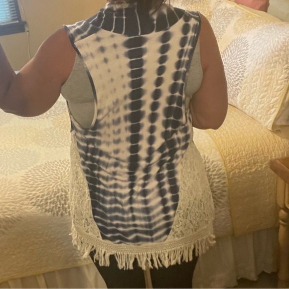 Tie-dye open front fringe cardigan size large - Picture 4 of 6